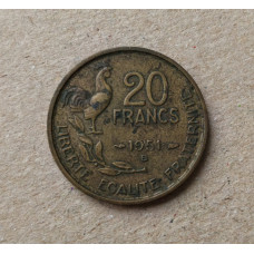 Франция 20 Франков 1951 год , Петух