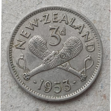 Новая Зеландия 3 Пенса 1953 год , Перекрещенные пату