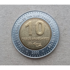 Уругвай 10 Песо 2000 год , Генерал Артигас , Биметалл