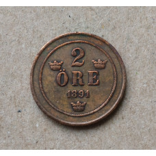 Швеция 2 Эре 1891 год 