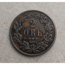 Швеция 2 эре 1861 год