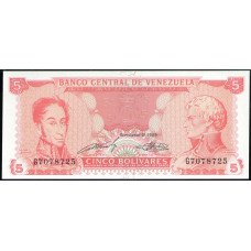 Венесуэла 5 Боливаров 1989 год , UNC, Симон Боливар, Франсиско де Миранда