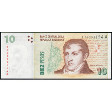 Аргентина 10 Песо 2003 год , UNC , Генерал Мануэль Бельграно