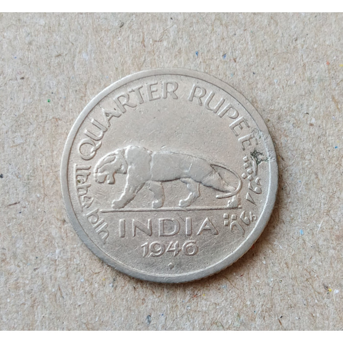 Британская Индия 1/4 Рупии 1946 год , Бенгальский тигр , Георг 6