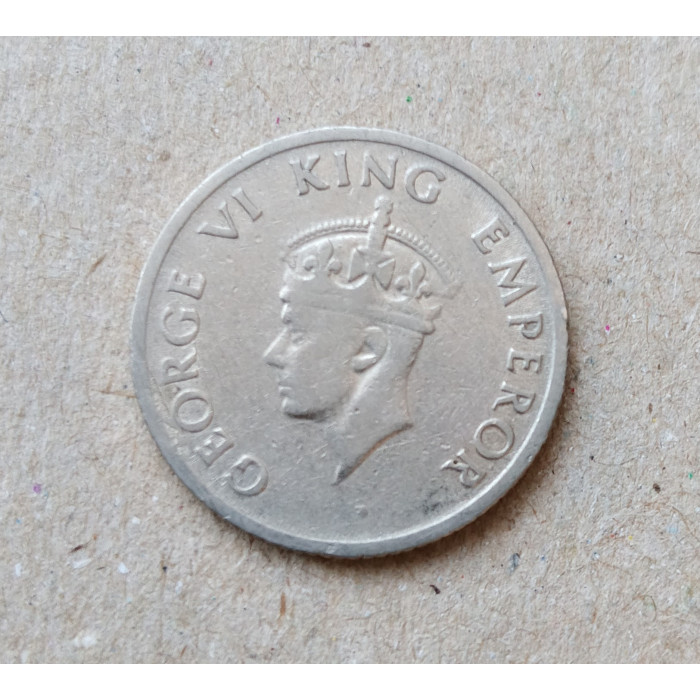 Британская Индия 1/4 Рупии 1946 год , Бенгальский тигр , Георг 6