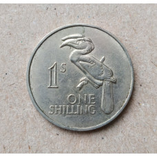 Замбия 1 шиллинг 1964 год , Птица-носорог , Венценосный ток