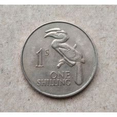 Замбия 1 шиллинг 1966 год , Птица-носорог , Венценосный ток