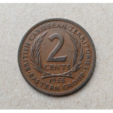Восточные Карибы 2 Цента 1955 год , Елизавета 2