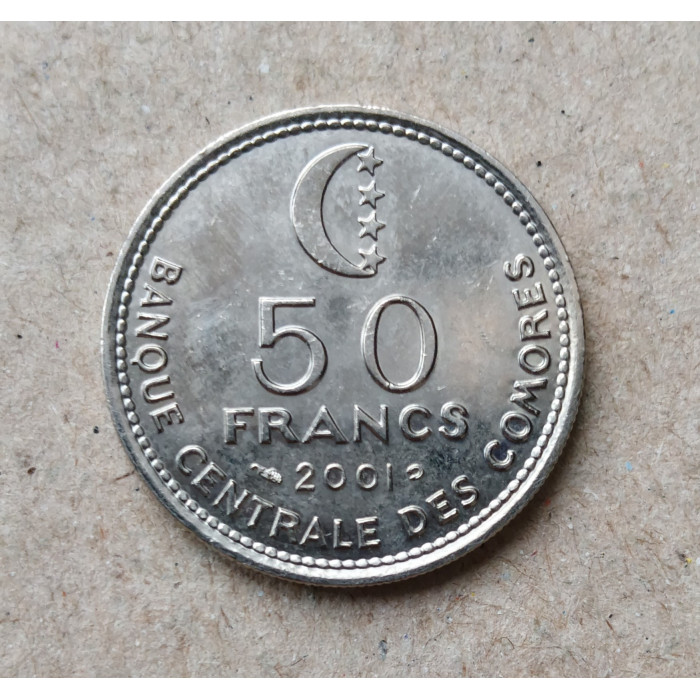 Коморские острова 50 франков 2001 год