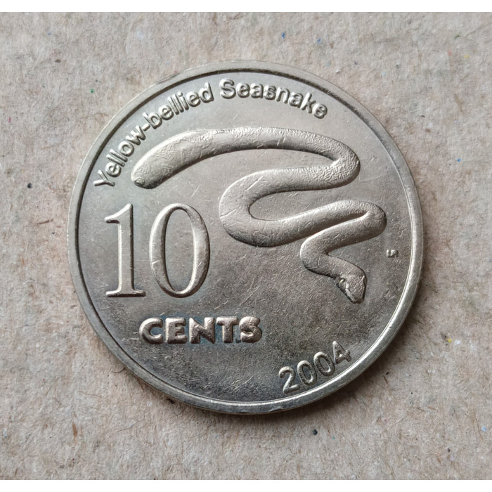 Килинг , Кокосовые Острова 10 Центов 2004 год , Морская змея