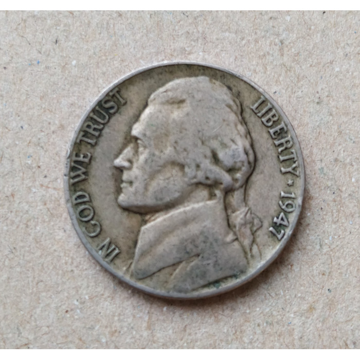 США 5 Центов 1947 год, Усадьба Монтичелло , Томас Джефферсон