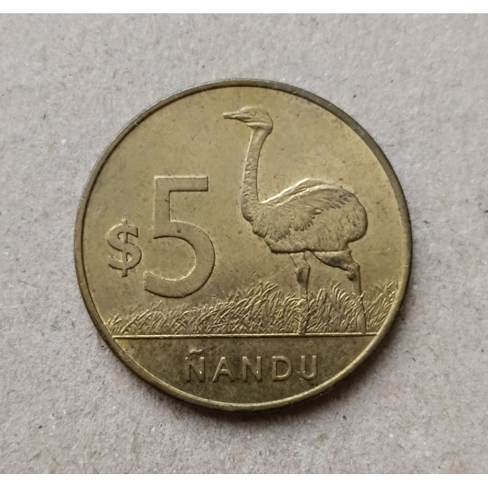 Уругвай 5 Песо 2019 год , Страус Нанду