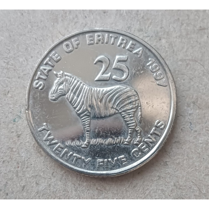 Эритрея 25 Центов 1997 год , Зебра
