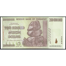 Зимбабве 200000000 долларов 2008 год , UNC
