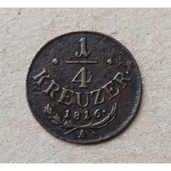 Австрия 1/4 Крейцера 1816 год