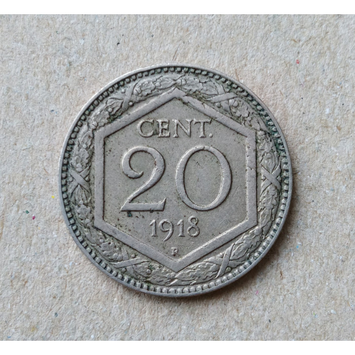 Италия 20 Чентезимо 1918 год