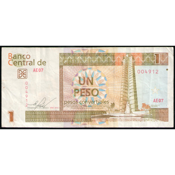 Куба 1 Песо 2013 год , Памятник Хосе Марти , Гавана