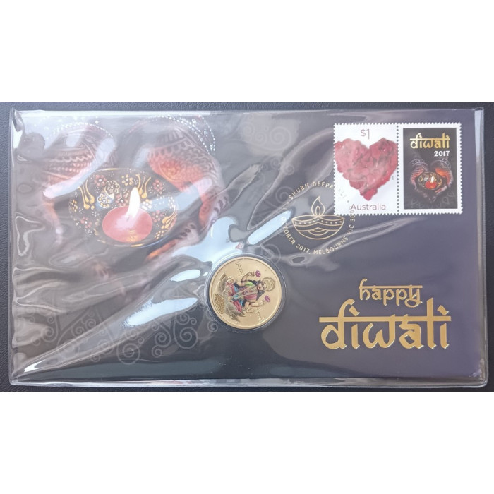 Тувалу 1 Доллар 2017 год , Фестиваль Дивали , Богиня Лакшми , Цветная