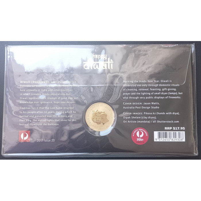 Тувалу 1 Доллар 2017 год , Фестиваль Дивали , Богиня Лакшми , Цветная