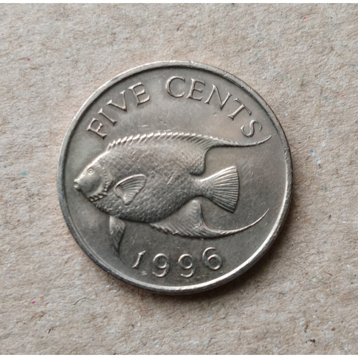 Бермуды 5 Центов 1996 год , Королевская рыба ангел