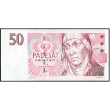 Чехия 50 Крон 1997 год , AUNC , Святая Анежка Чешская