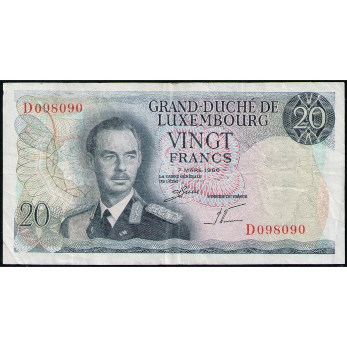 Люксембург 20 Франков 1966 год