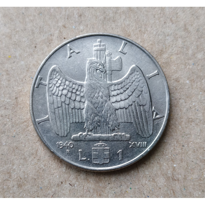 Италия 1 лира 1940 год