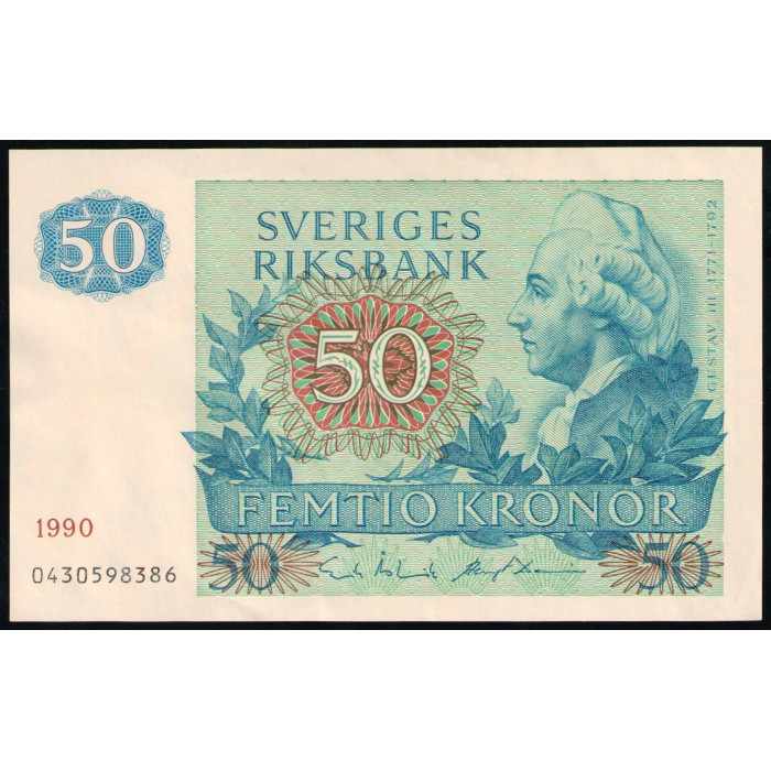 Швеция 50 Крон 1990 год , XF