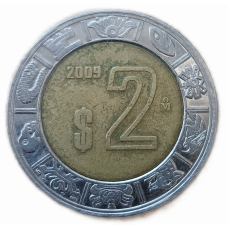 Мексика 2 Песо 2009 год , Биметалл
