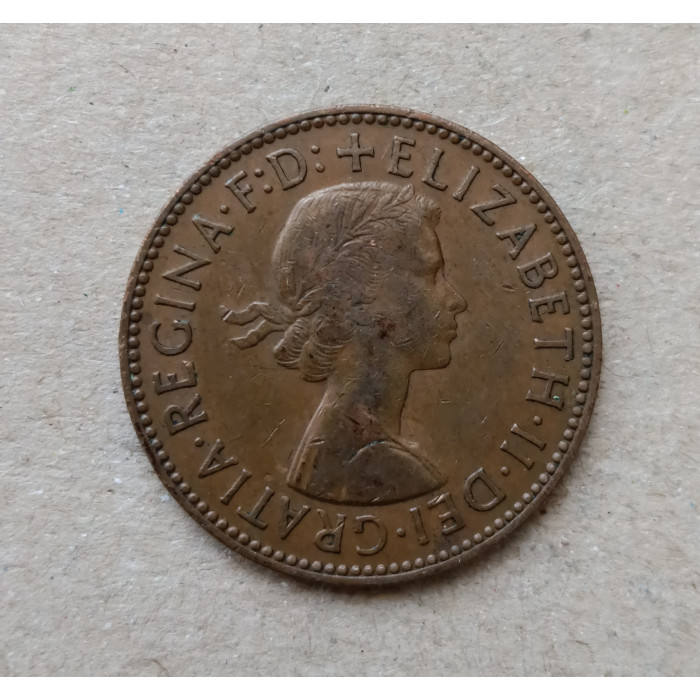 Великобритания 1/2 Пенни 1957 год , Английский галеон Золотая лань