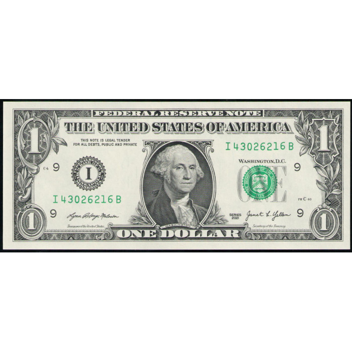 США 1 Доллар 2021 год , UNC , I , Миннеаполис