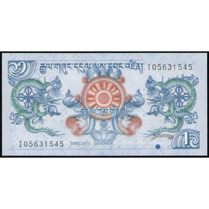 Бутан 1 Нгултрум 2013 год , UNC , Драконы, Пагода 