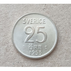 Швеция 25 эре 1953 год , Серебро