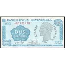 Венесуэла 2 Боливара 1989 год , АUNC , Симон Боливар