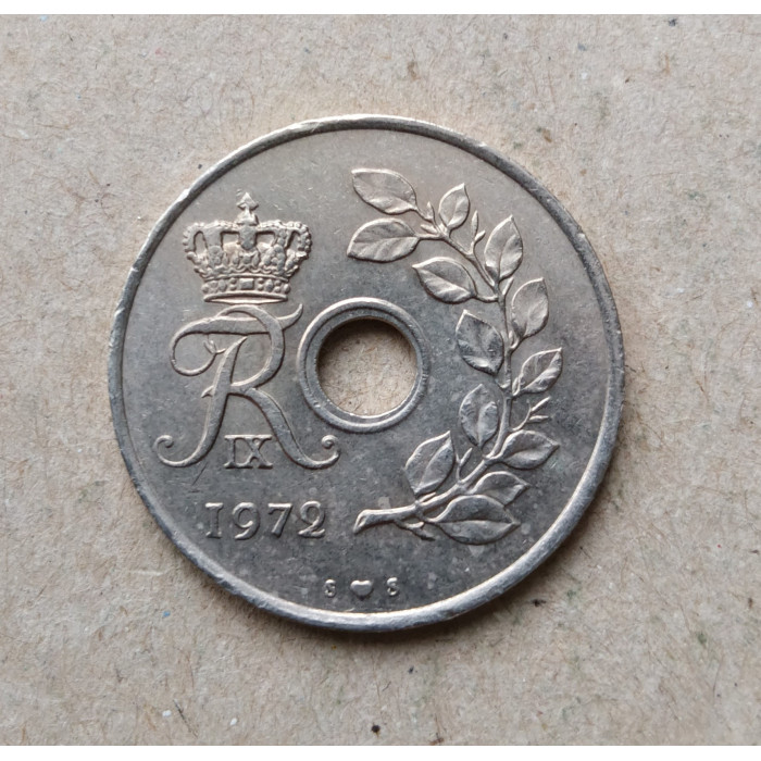 Дания 25 Эре 1972 год , Фредерик 9