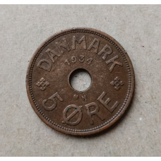 Дания 5 Эре 1934 год 