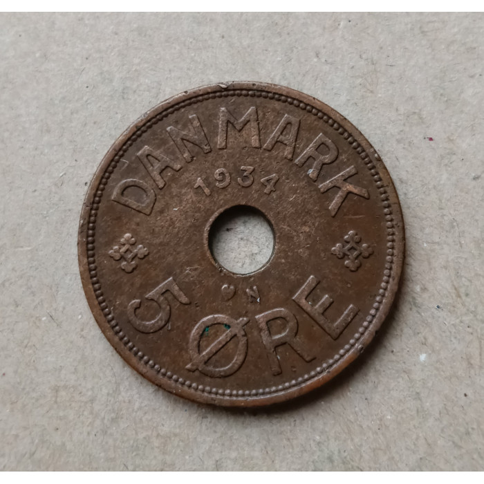 Дания 5 Эре 1934 год 