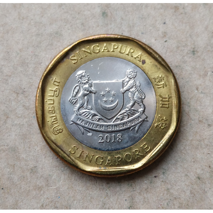Сингапур 1 Доллар 2018 год , Биметалл