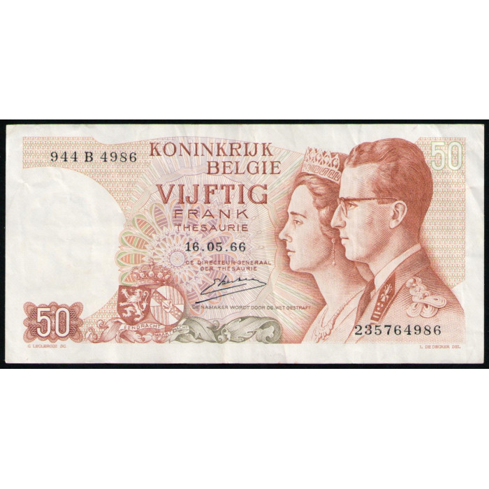 Бельгия 50 франков 1966 год