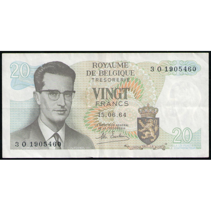 Бельгия 20 франков 1964 год