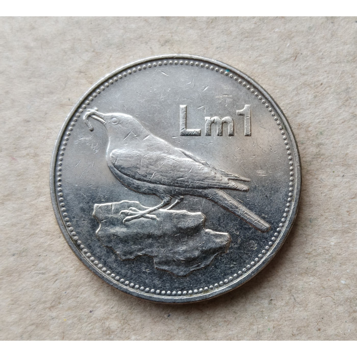 Мальта 1 Лира 1995 год , Голубой Скальный Дрозд