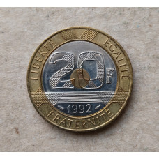 Франция 20 Франков 1992 год , Аббатство Мон-сен-Мишель , Триметалл