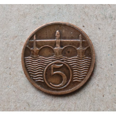 Чехословакия 5 Геллеров 1929 год , Мост