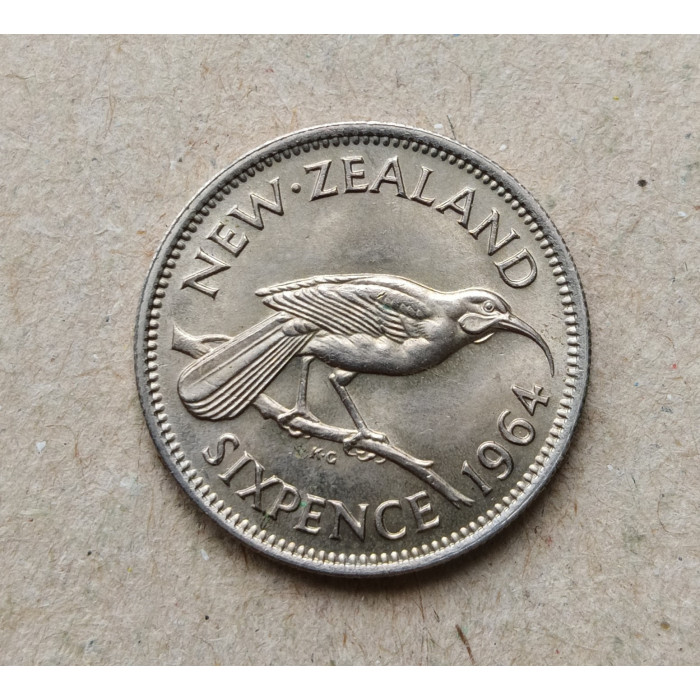 Новая Зеландия 6 Пенсов 1964 год , Птица гуйя