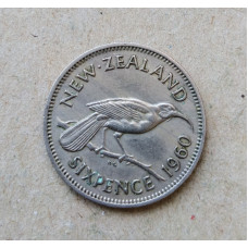 Новая Зеландия 6 Пенсов 1960 год , Птица гуйя