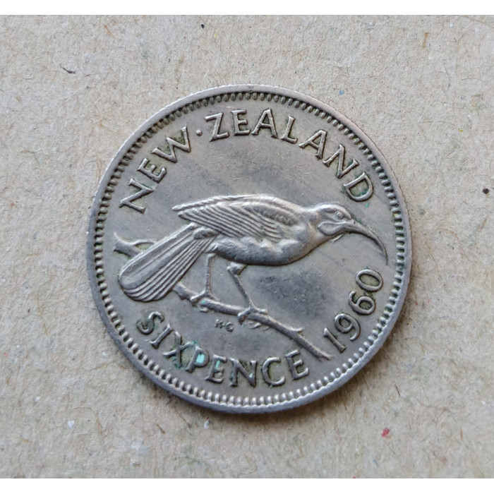 Новая Зеландия 6 Пенсов 1960 год , Птица гуйя