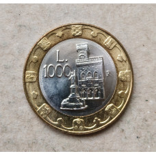 Сан-Марино 1000 лир 1997 год , Тысячелетие строительства замка , Биметалл