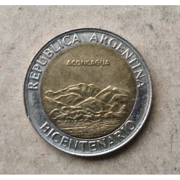 Аргентина 1 песо 2010 год , Гора Аконкагуа , Биметалл