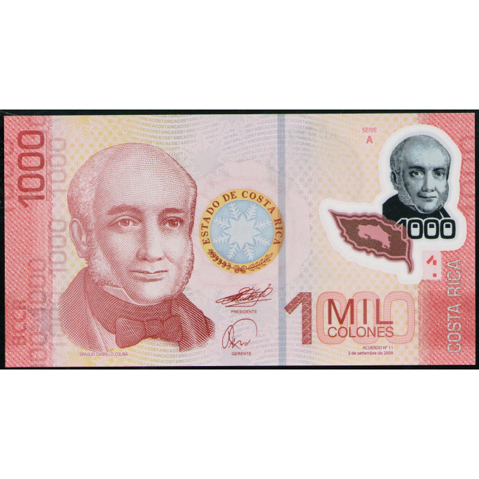 Коста-Рика 1000 Колон 2009 год , UNC , Полимер