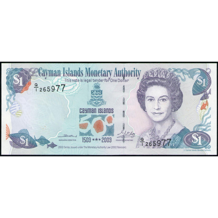 Каймановы острова 1 Доллар 2003 год , UNC , 500 лет открытия Каймановых островов